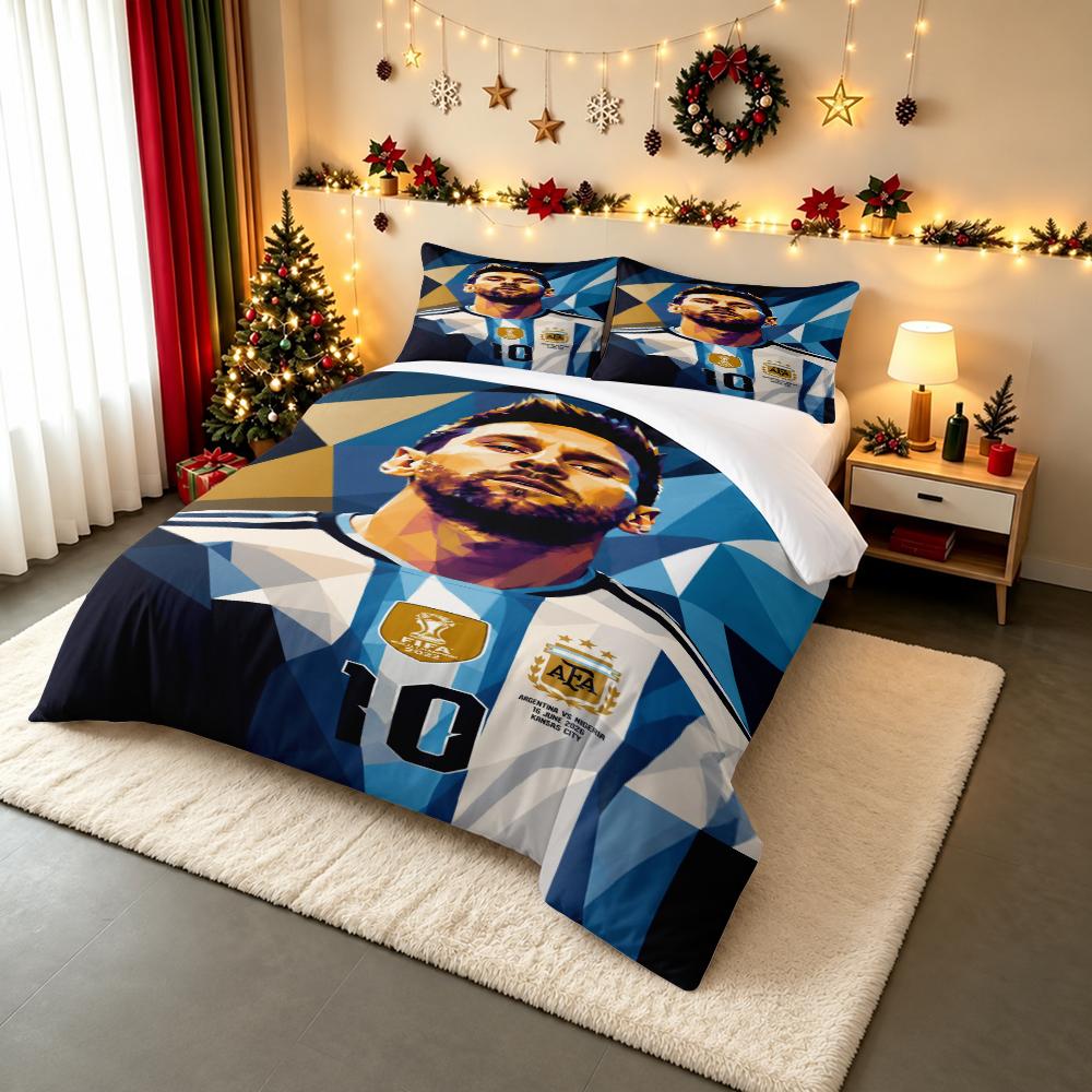 Argentinian Football Star Geometric Design Bedding set Bedding set (1 duvet cover, 2 pillowcases, duvet not included).