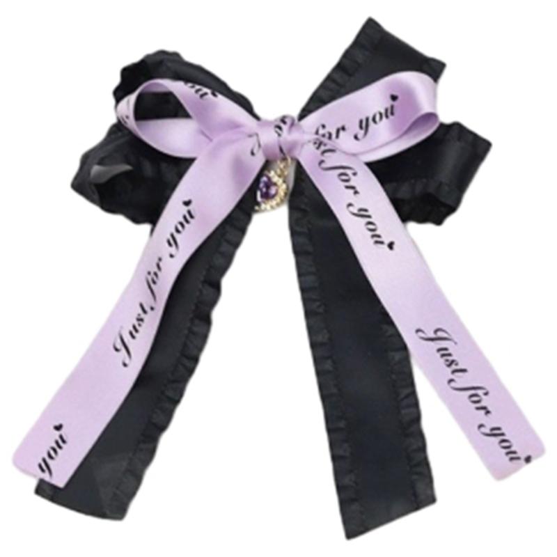 Cute Hair Clip with Heart Ribbon Bowknot Hairpin Easy To Use Suitable for Women Perfect for Daily Life Parties Weddings