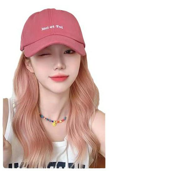 Women's Trendy Baseball Cap with Long Hair Wig – Lightweight, Versatile, Non-Removable Full Head Cover