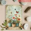Vintage Metal Tin Sign Wall Art Floral Butterflies Decor for Home Living Room Kitchen