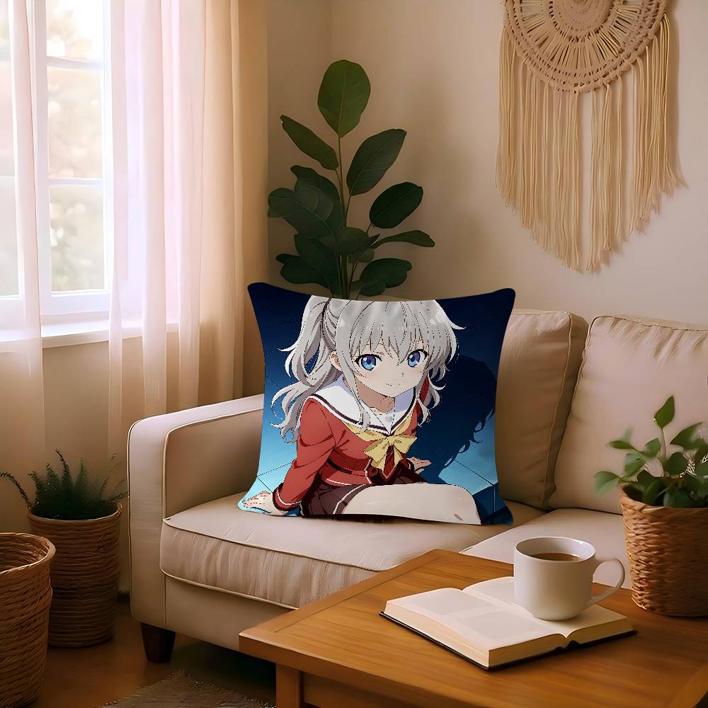 Charlotte Tomori Nao Anime Cushion Cover Inches Farmhouse Decor Home Throw Pillow Covers For Couch Decorations