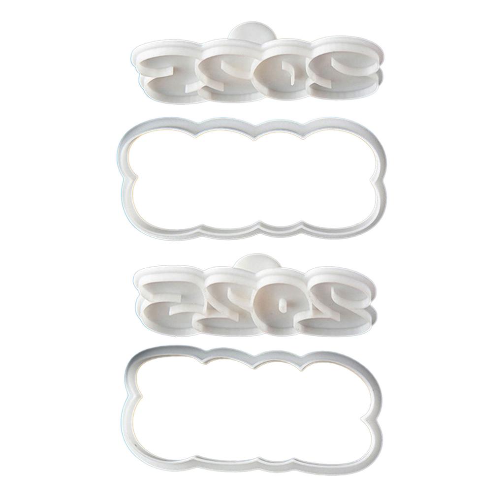 Simple New Year Cookie Cutters Pressable Biscuits Mold Plastic Cookie Stamps Baking Decorating Tool Easy To Clean