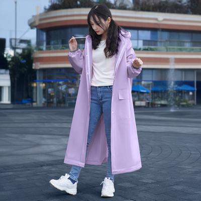 Hooded Raincoat Waterproof EVA Button Zipper Closure Reusable Adults Ultralight Rainproof Thick Portable