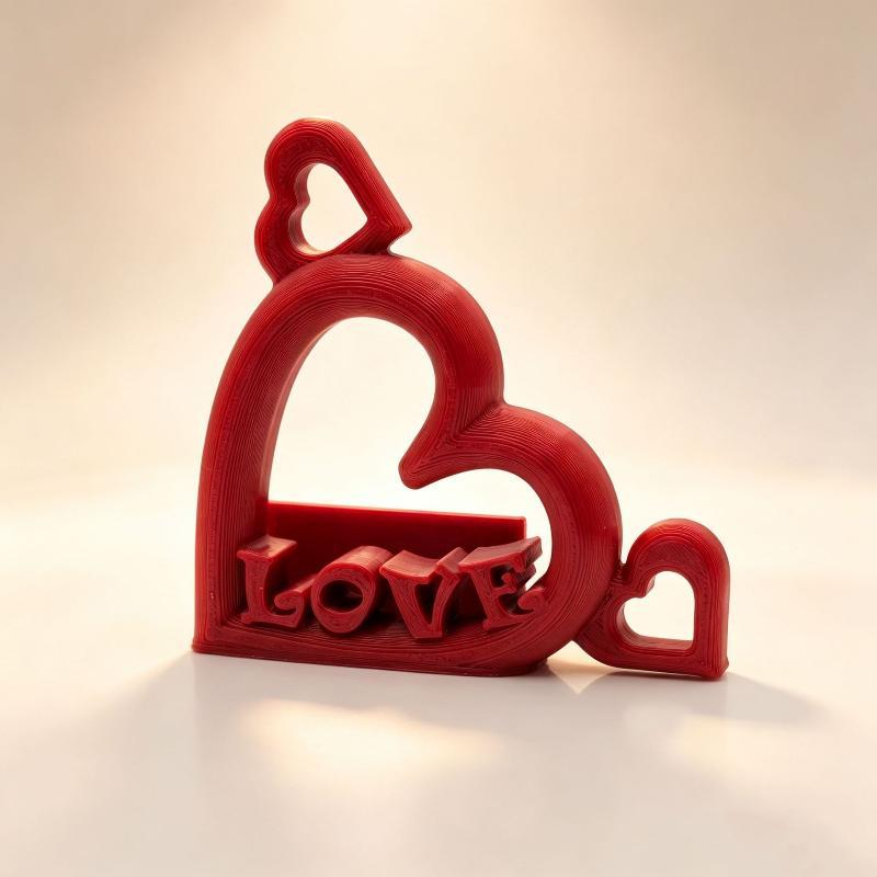 Creative Heart Shaped 3D Printed Photo Stand Non-toxic Desktop Ornament Red Pink for Study Room Decor Gift for Students