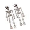 Exaggerated Diamond Skull Earrings: Retro Halloween Skeleton Dangles for Women