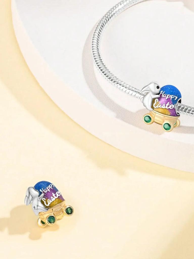 Copper Plated Original Charms Easter Bunny Eggs Beads Fit Bracelet Women'S Jewelry Gift