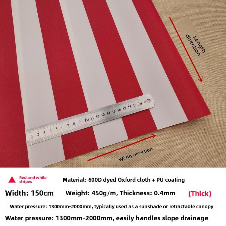 Thickened Waterproof Plain Weave Sunshade Retractable Striped Rain Canopy Fabric Outdoor Sun Blocking Rainproof Material 600D...