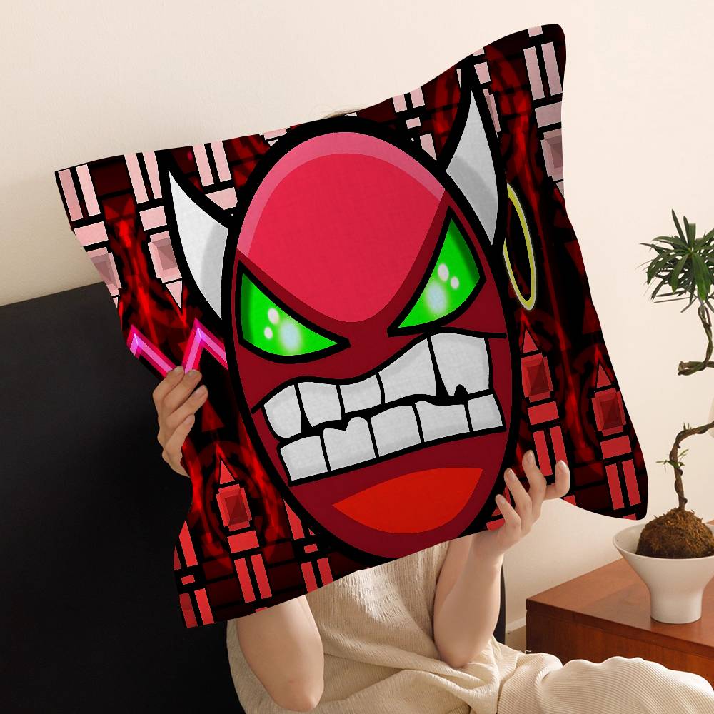 Cartoon Geometry Dash Video Game Pillow Cover Sofa Cushion Cover Home Room Decoration Children Gift