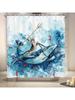 Funny Cat Shower Curtain Long Cute Fun Cool Riding Whale Ocean Wave Anime Kids Beach Nautica Theme Sea Fish Hilarious Bathroom