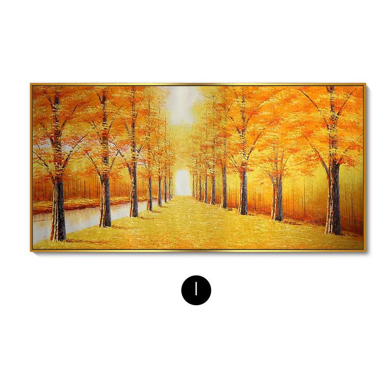Neue Chinesische Goldene Meile Leinwand Malerei Wand Kunst Gelb Gold Baum Straße Poster Drucke für Wohnzimmer Schlafzimmer Dekoration Cuadros