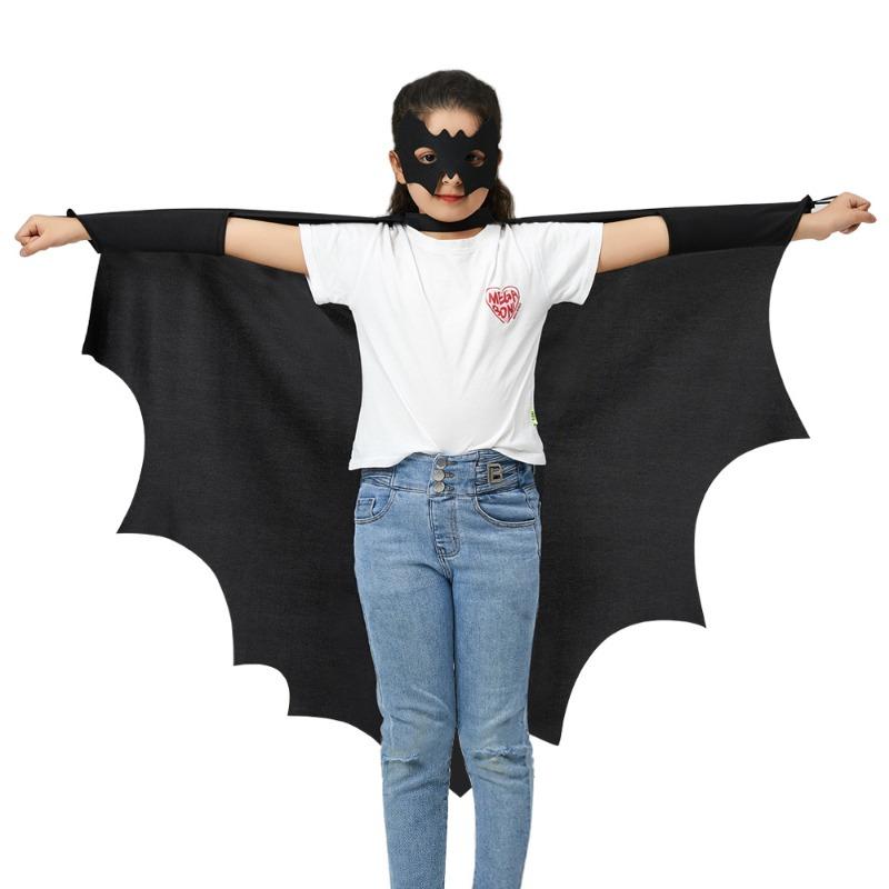Halloween cape bat-shaped cape sleeve one-piece black cape set hot sale
