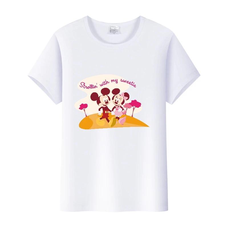 Casual Disney Cartoon Minnie Summer Blouses Men T-shirt White 2000s Tees Women Tshirt Ladies Mickey Mouse Tops Oversized Clothes