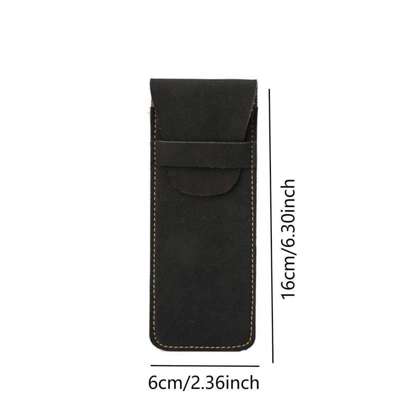 Vintage Leather Pen Case Pocket Pen Pouch Pen Sleeve Mini Stationery Organizer Bag For Students Office Women Men Business Travel