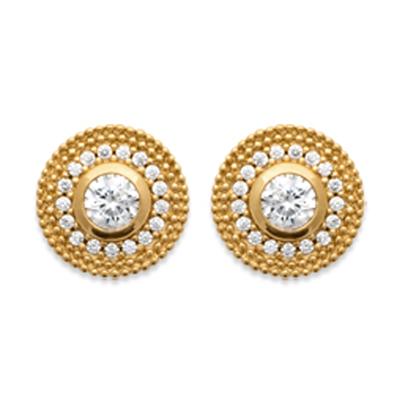 [R3601] - Gold Plated 'Sissi' White Gold Earrings - 8 Mm