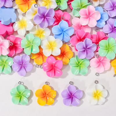 10Pcs 24mm Sweet Resin Colorful Flower  Charms Pendant Cute Petal Earring Necklace Diy Making Jewelry Accessories