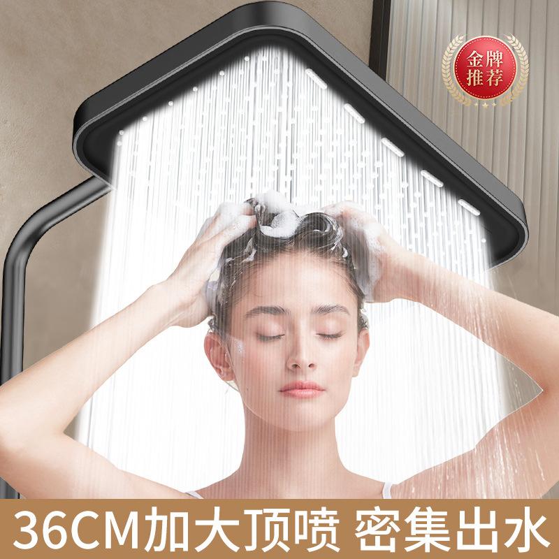 New 36cm Large Size High Pressure Overhead Rain Shower Head Large Flow Booster Rain Shower Head 360° Rotation Water Saving Set
