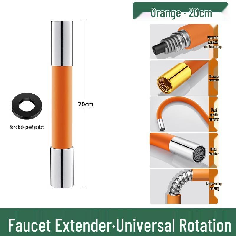 Univerzální měděná prodlužovací trubka k baterii s otočnou měkkou hadicí proti stříkání