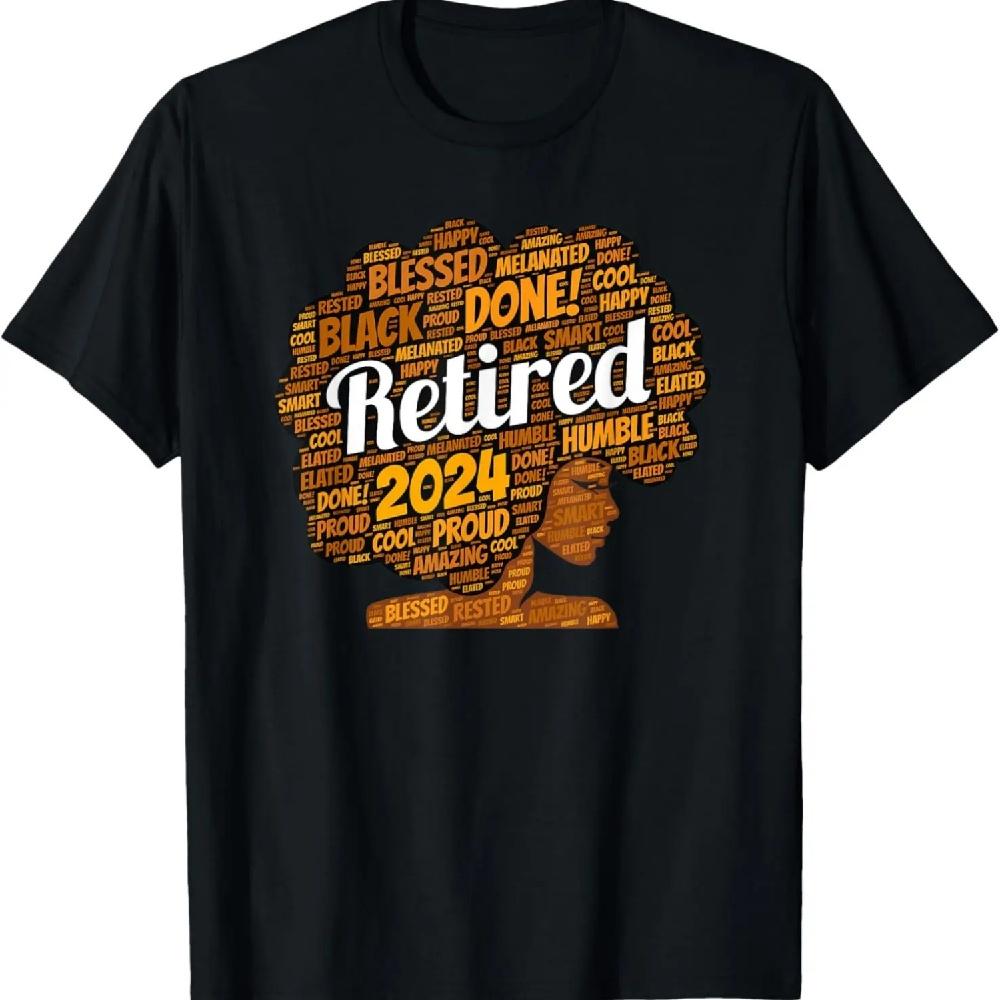 

African American Retired Black Woman Afro Retirement 2024 T-Shirt XXXL чёрный