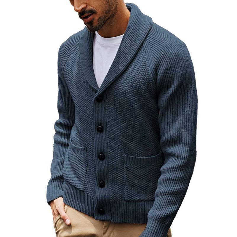 Men S Knitted Cardigan Long Sleeve Lapel Pocket Casual Winter Sweater