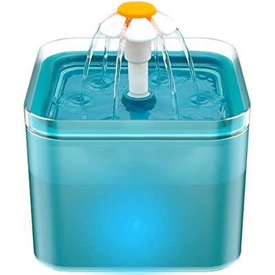 Cat Water Fountain Ultra Quiet Cat Water Dispenser Cat Water Dispenser with LED Light 2L Cat Fountain with Activated Carbon Filter and Water Pump