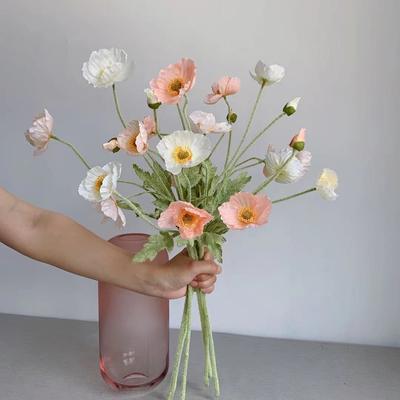 Künstliche Blumen Falsche Mohnblumen Seidenblumen Langer Stiel Einweihung Garten Tisch Hochzeit DIY Party Hochzeit Brautstrauß Dekor KTY