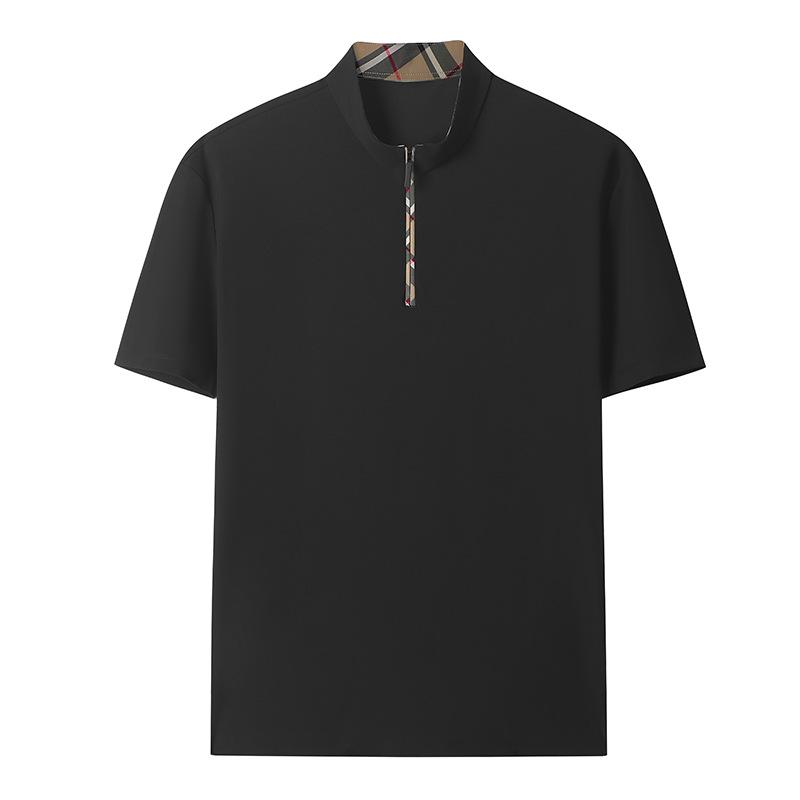 

Mens Casual Stand Collar Half Zip Short Sleeve T Shirt M чорний