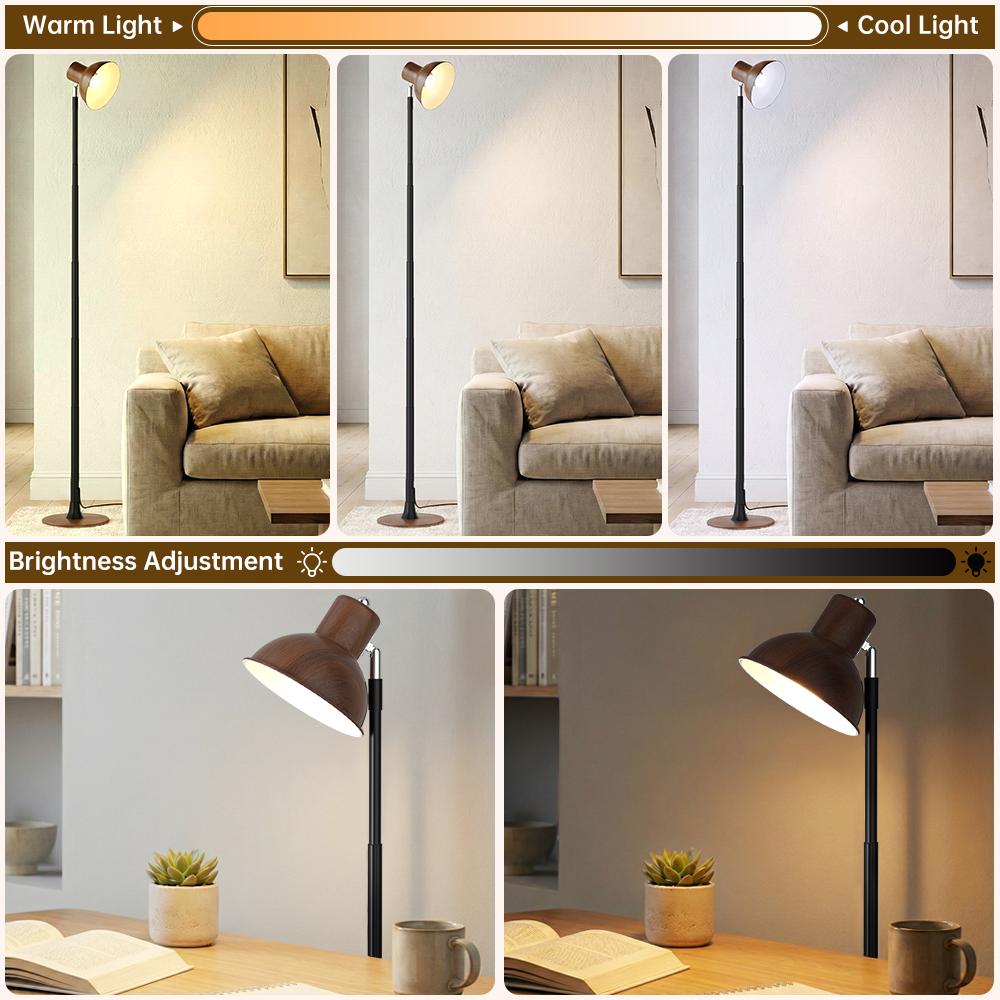 Adjustable LED Floor & Table Lamp 3 Colors Dimmable for Living Room/Office-Black