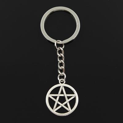 Moda 30mm breloczek metalowy breloczek brelok biżuteria antyczny kolor srebrny pozłacany gwiazda pentagram wisiorek 24x24mm