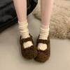 Women Flats Shoes Comfort Round Toe Soft Sole Shoes Outdoor Warm Short Plush Shoes For Winter