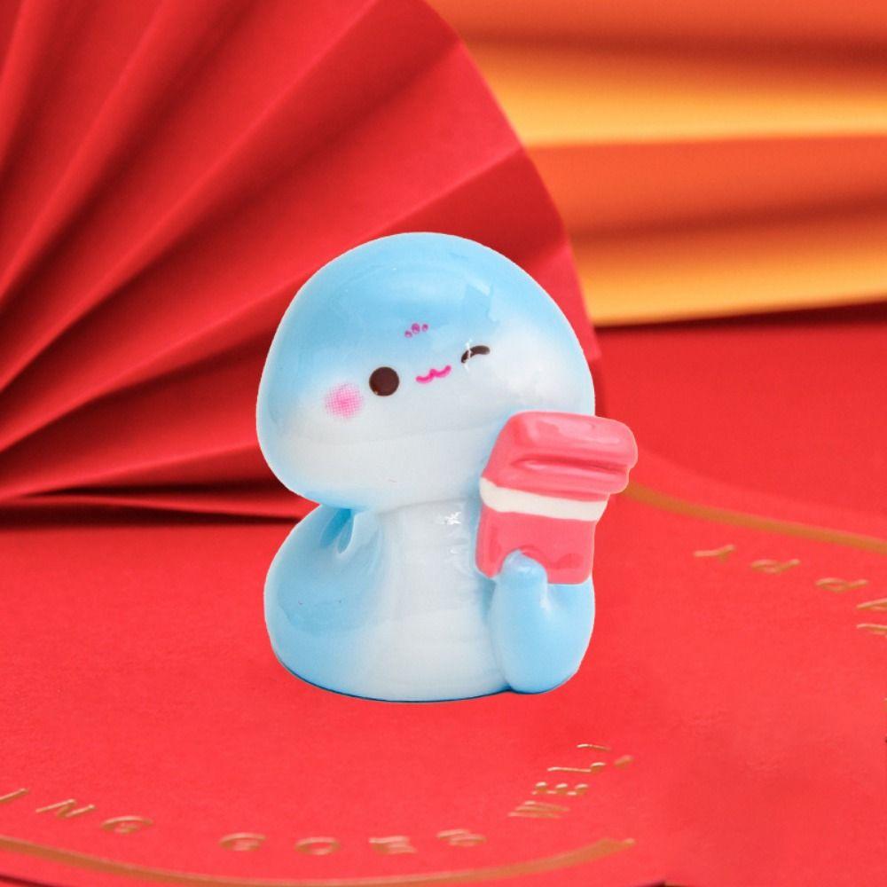 Cartoon Mini Snake Ornaments Resin Lucky Snake Figurine  For Home Decorations