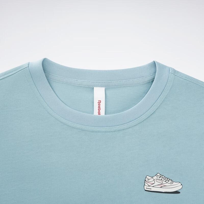 Reebok Crop S/S Tee Series Shoe Pattern Printed Short Sleeve T-Shirt Women Tops Light-Blue 23RMS404WGB1