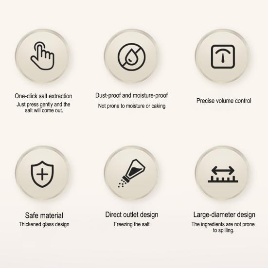 Measuring Seasoning Bottle 0.5g Precise Quantitative Salt And Pepper Shaker Push Type Salt Control Bottle Glass Spice Jar for Kitchen Cooking Camping