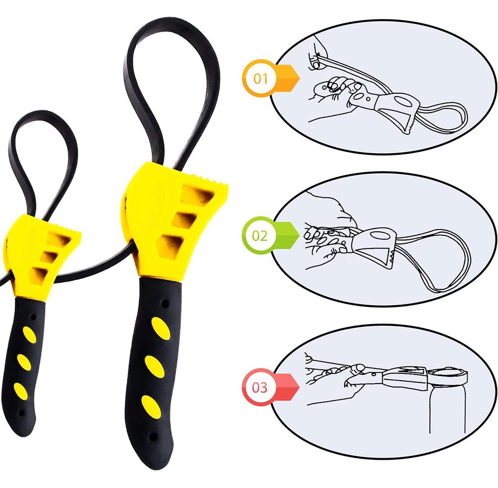 2 Pieces Multipurpose Rubber Strap Wrench Professional Simple Opening Wrenches Adjustable Belt Spanner Accessory