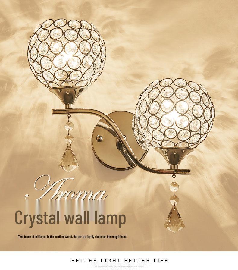 Modern Minimalist LED Crystal Wall Lamp - Energy-Saving Warm Lighting for Bedroom & Living Room