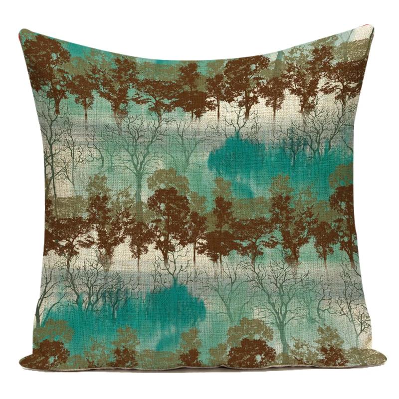 Decorative Throw Pillows Case Elephant Trees Animals Polyester Sofa Home Cushion Cover For Living Room Almofadas