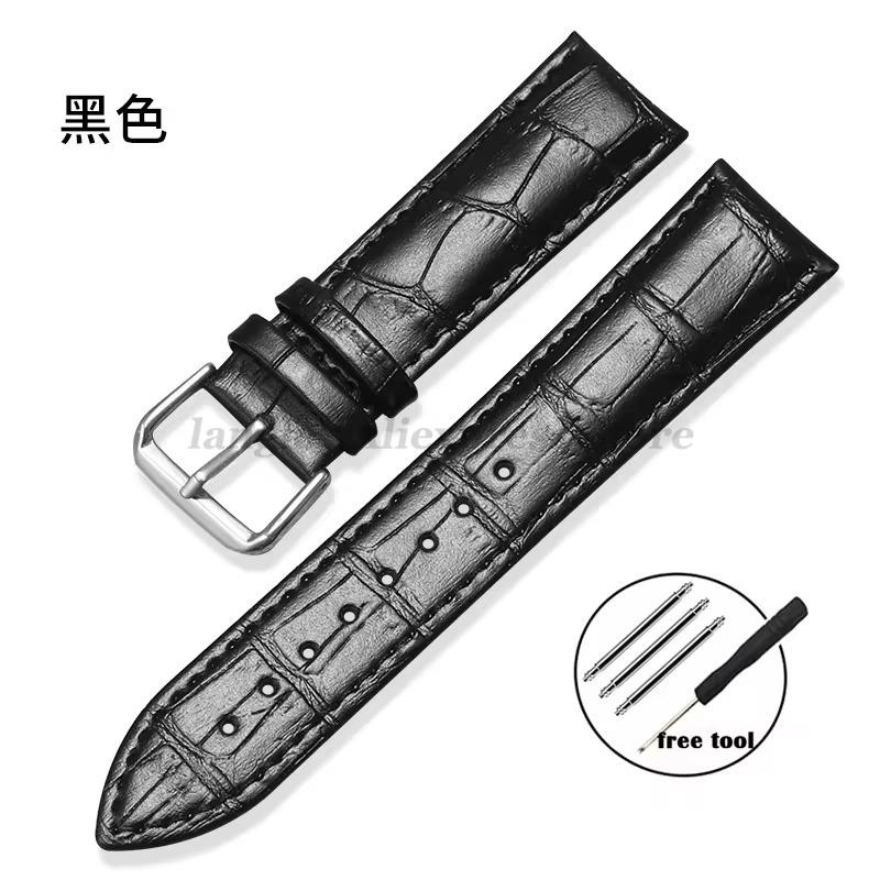 Leather Watchband 12/13/14/15/16/17/18/19/20/21/22/23/24mm Crocodile Pattern Strap Men Women Replacement Blue Universal Bracelet