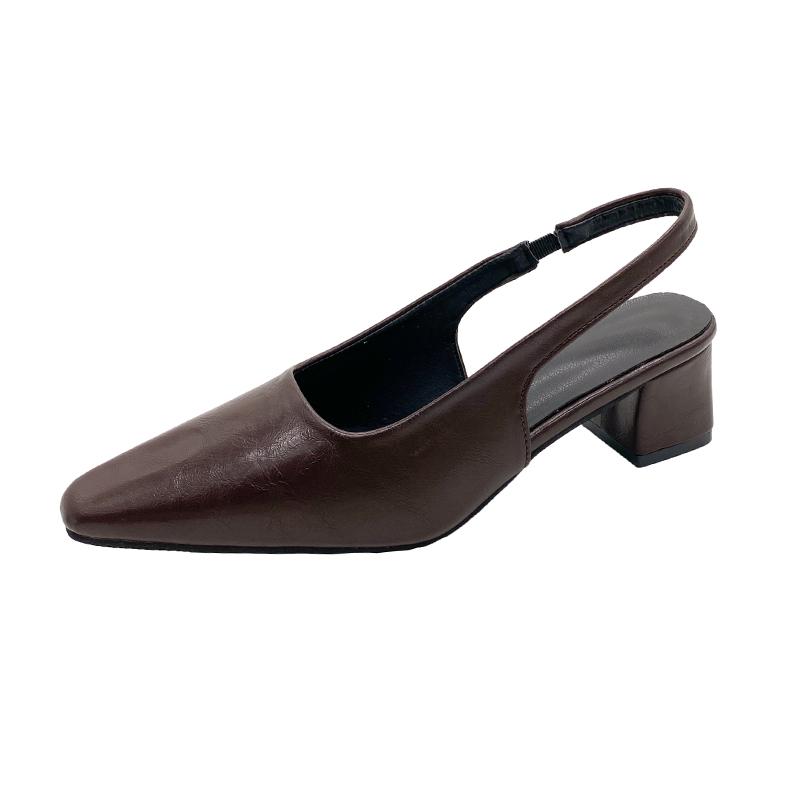 Fashion Designer Summer New Women Sandal Fashion Pointed Toe Shallow Slip on Ladies Elegant Slingback Shoes Thin Med Heel Dress Mules