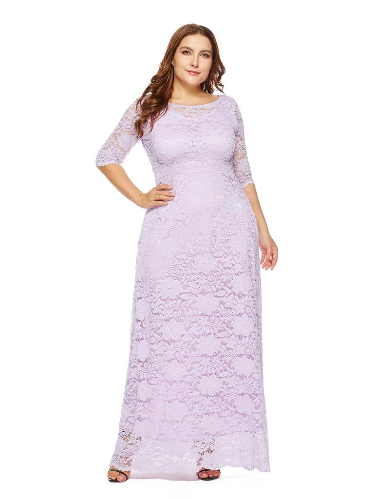 Damen Abend- & Brautjungfernkleid in Übergröße mit Spitze und Tasche, Neu für 2025