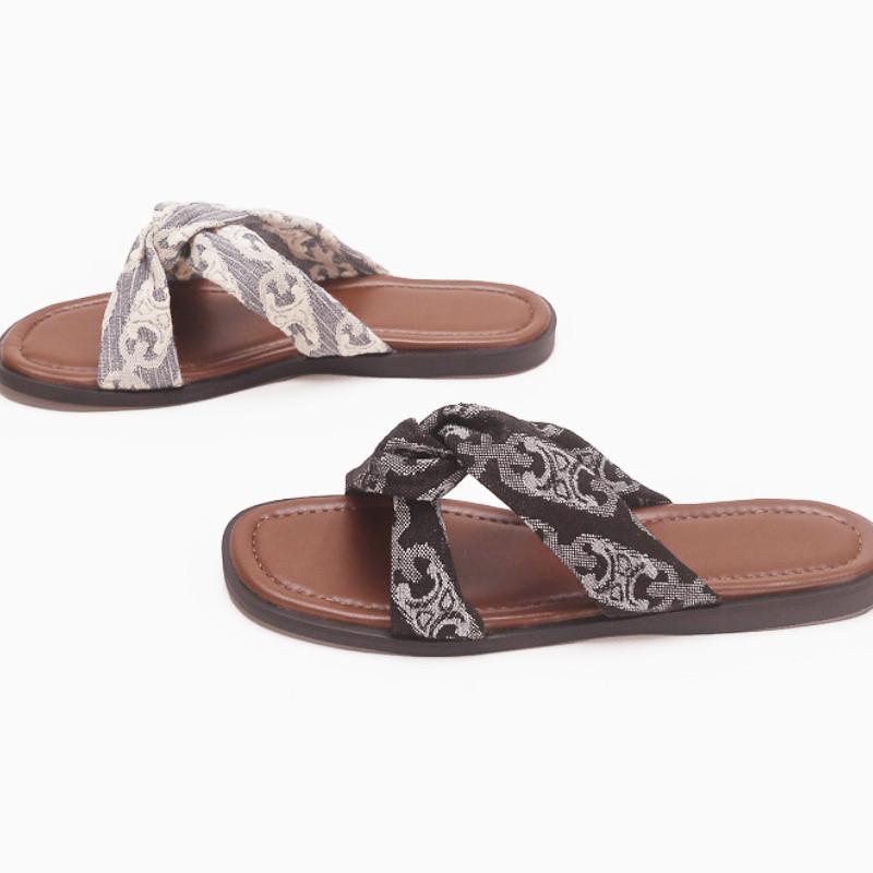 Fashion Cross Tied Open Toe Women Slippers Fashion Concise Satin Non-slip Roman Shoes Summer Casual Comfortable Flat Vacation Beach Shoe