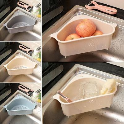 New Portable Sink Drain Basket Triangular Hanging Kitchen Sink Trash Boxes Suction Cup Sponge Rag Storage Box