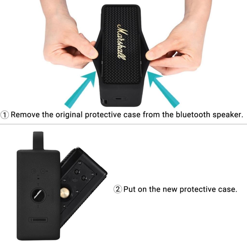 Fenmaru Marshall Emberton III Case, Shockproof Silicone Case for Marshall Emberton 3 (Black)