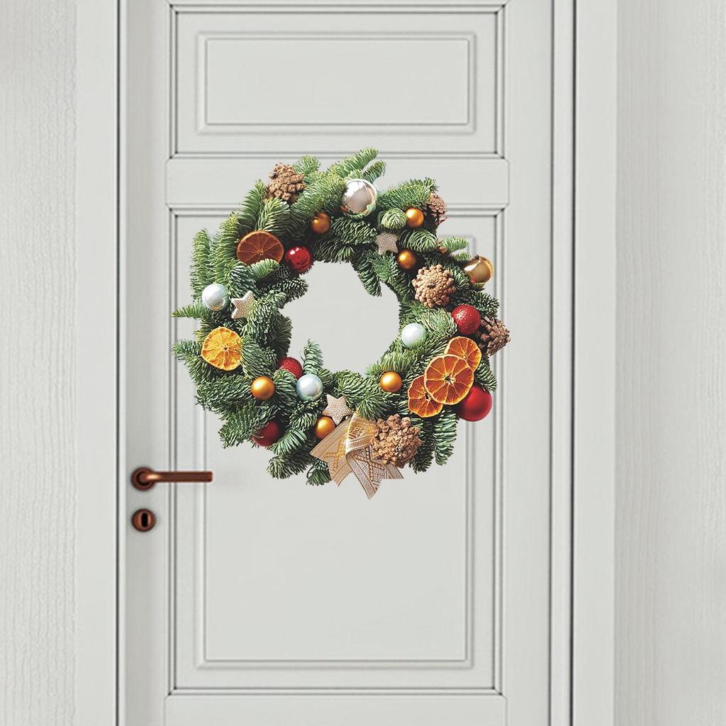 Christmas Wreath Santa Window Wall Stickers Self Adhesive Glass Decals Holiday Home Decoration