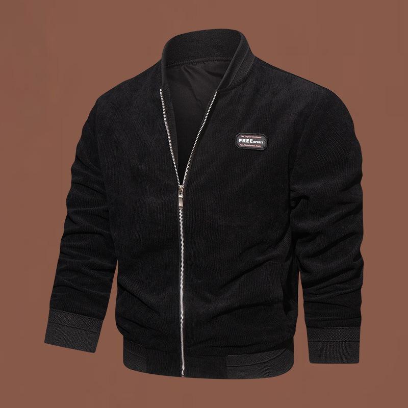 Corduroy Jacket Men's Spring and Autumn New Retro Baseball Collar Jacket Green Business Casual Men's Fashion