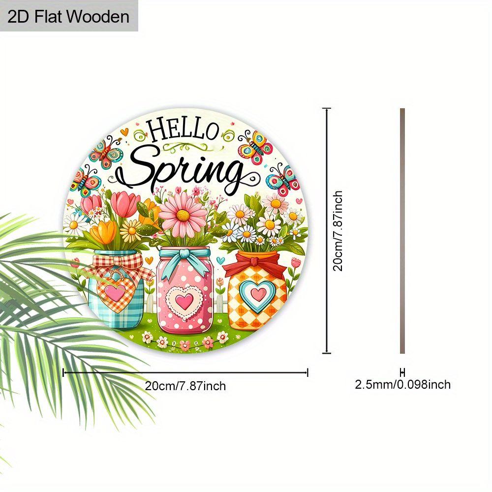 2D Flat Hanging Decorative Signs,interior Wall or Door Dec,garden Dec.,the Pattern Is Flowers and "HELLO Spring"sign,a Housewarming Gift for Friends