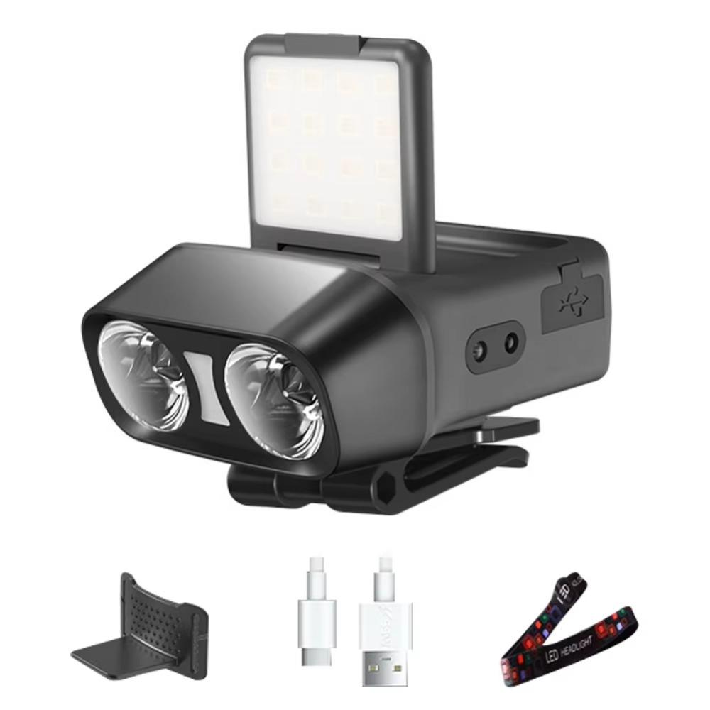 

Водонепроницаемый налобный фонарь с датчиком, портативный индукционный фонарь для рыбалки, светодиодный фонарь-клипса для шляпы, рыбалка Black