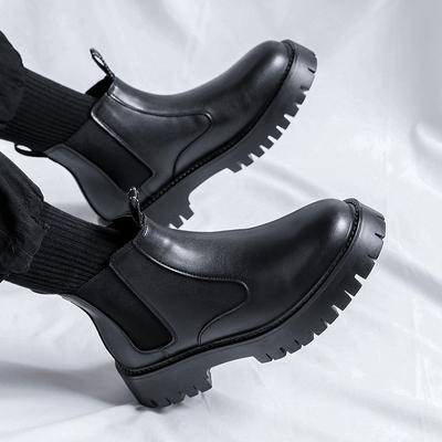 Mode 2024 Senior Leder Männer Chelsea Stiefel Dicken Sohlen Party Stiefel Männer Mode Casual Mode Business Stiefeletten Anti-slip Wearable
