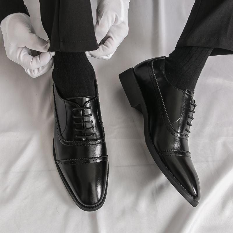 Men Oxfords Dress Brogues Derbys Brown Formal Business Black Patent Leather Shoes Tuxedo Wedding Shoes Over Sized