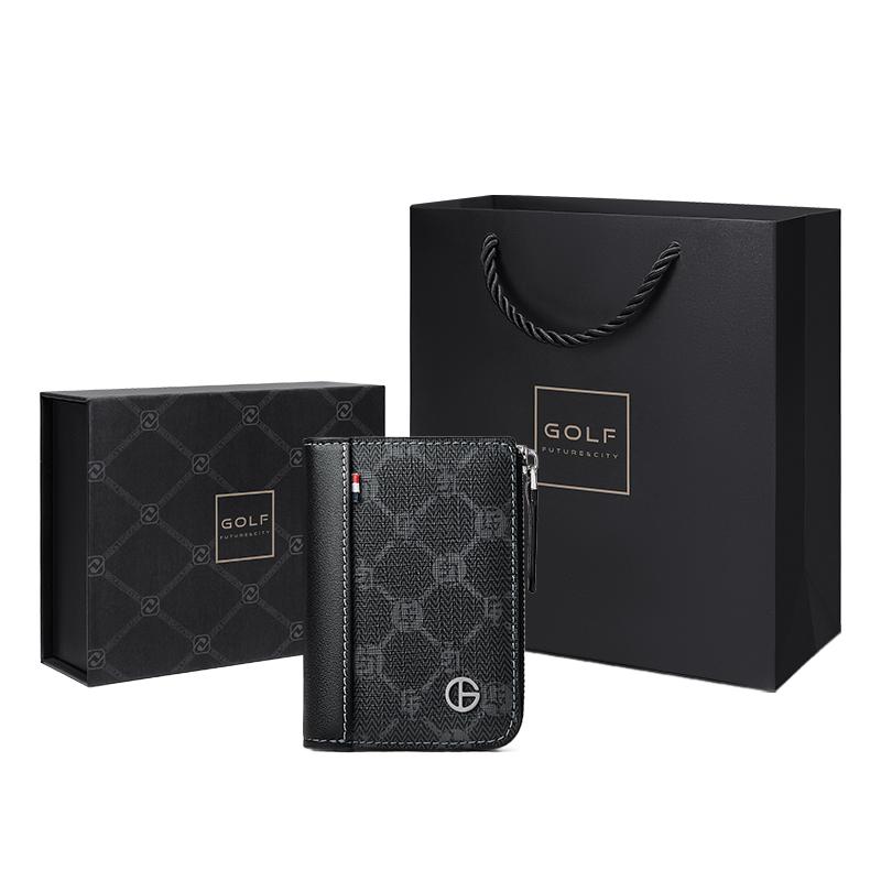 New GOLF With Cow Leather Wallet, Coin Purse, Document Bag, Accordion Card Holder Trumpets Men's Black Q261959