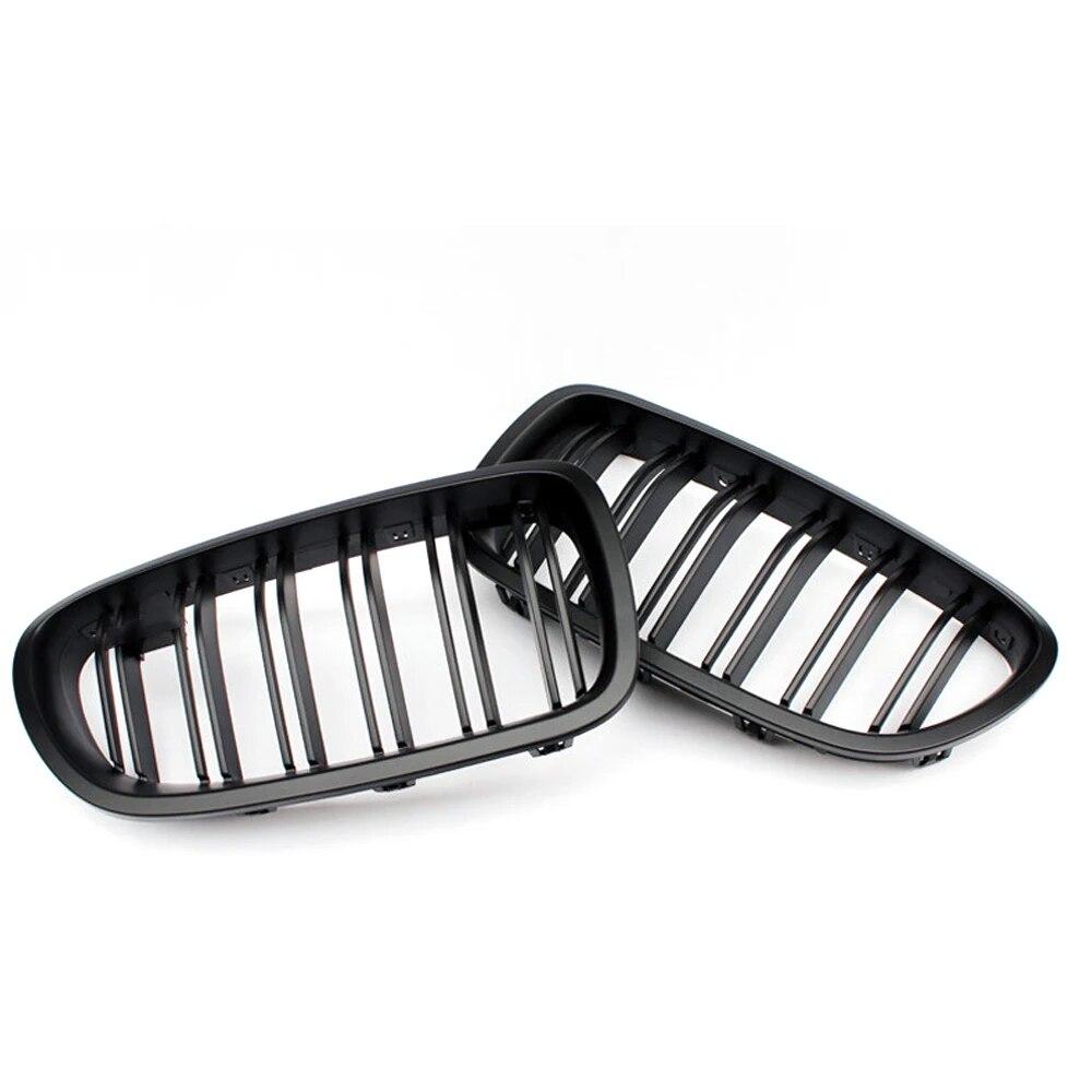 Bil glanset svart grill foran nyregitter for BMW E81 E87 E82 E88 128I 130I 135I Utvalgte 07-11 doble lameller dobbel linje griller