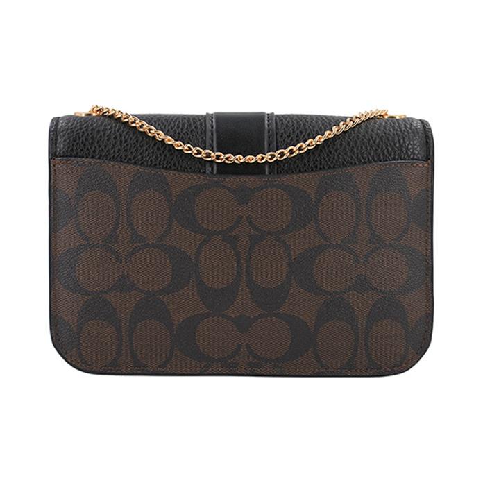 Coach Georgie 20 Color Block Chain Leather Small Square Bag Women Shoulder Bag Dark-Brown 7287-IMAA8